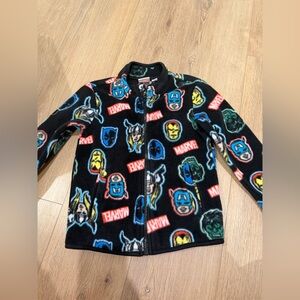 Marvel Kids Jacket - Black with Multicolor Superhero Print